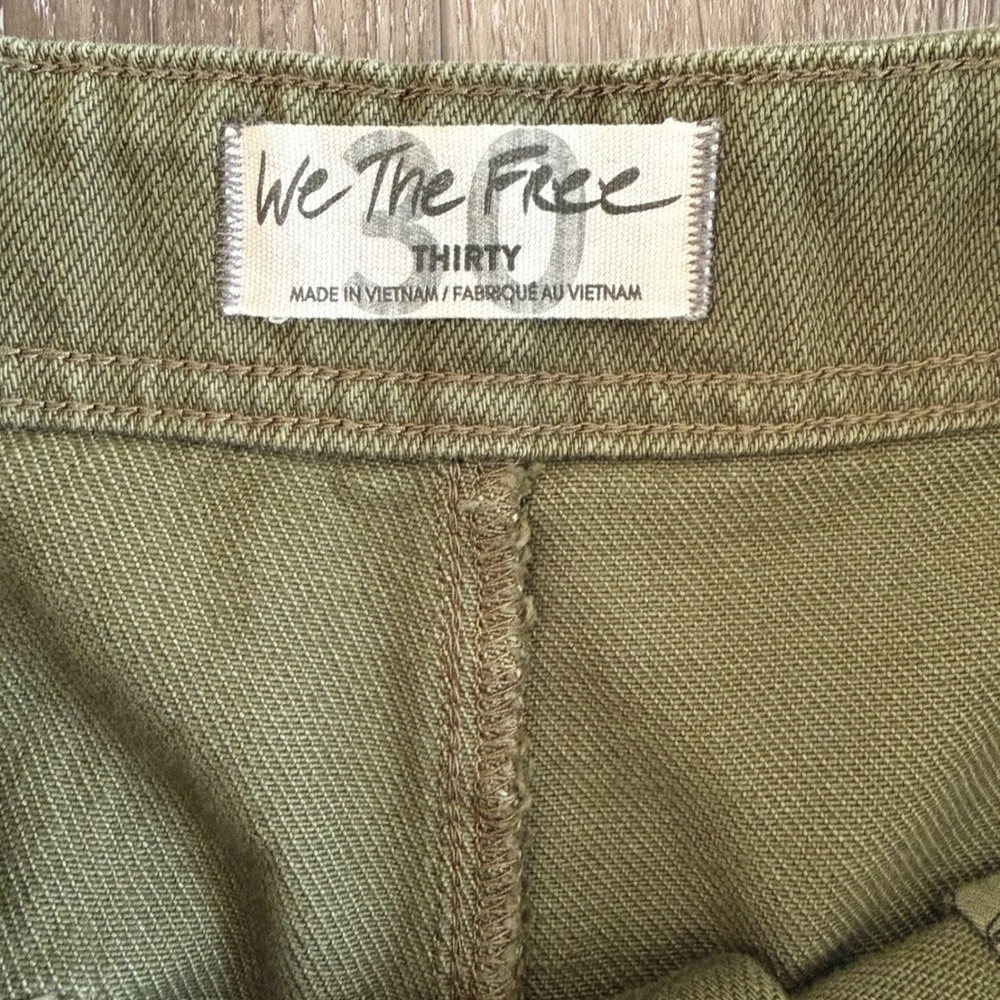 We The Free People Barrel Leg Utility Pants Green Button Fly Cotton Size 30 - Picture 3 of 7